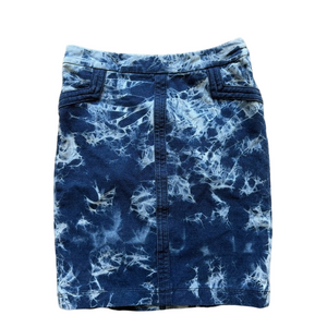 BCBGMaxAzria Navy Tie-Dye Pencil Skirt Size XS Casual Streetwear Mini